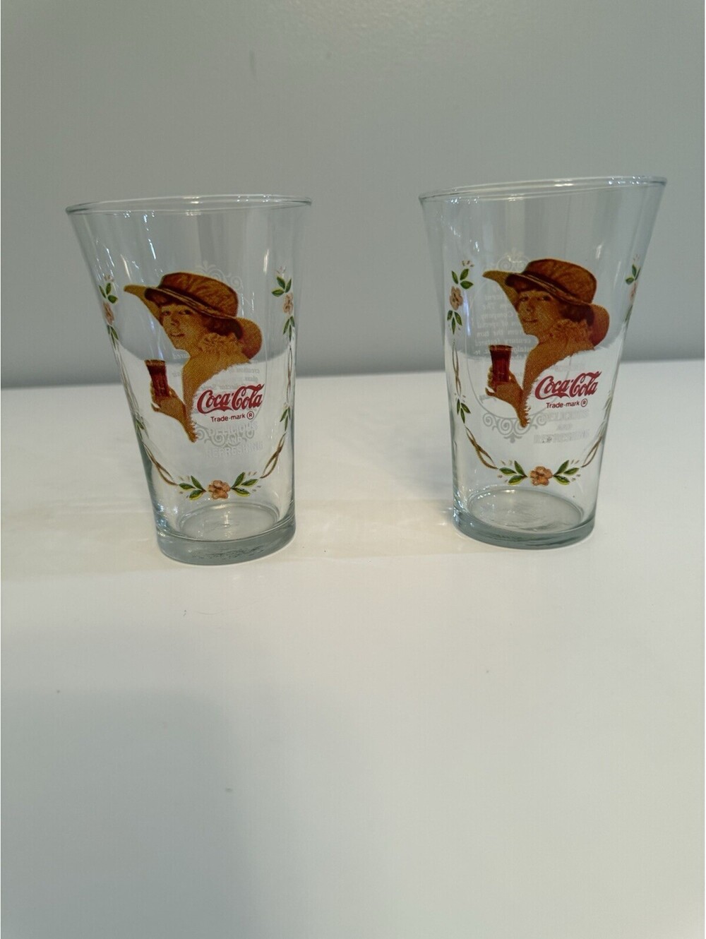 2 Coca-Cola Coke Magnificent Ladies Collectible Flair Glasses Series 1 #96775
